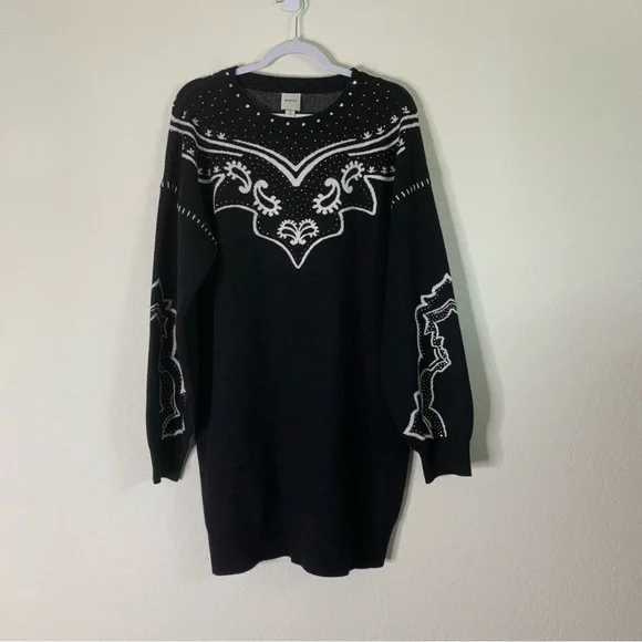 Maeve by Anthropologie Womens Black studded long sleeve sweater dress M